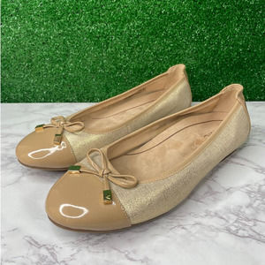 Vionic Minna Ballet Flat Women's Size 11 Gold Metallic Snake Print Shoes Leather